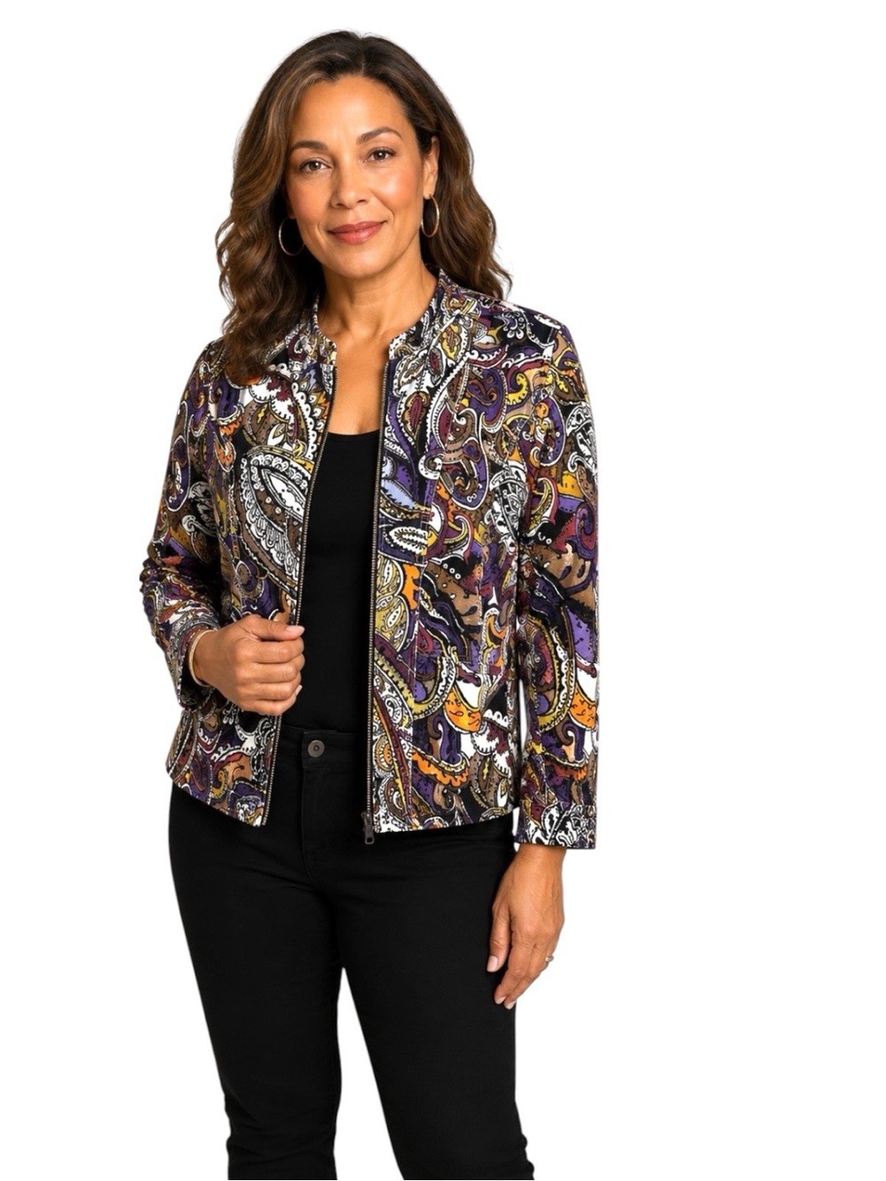 Chico's 80's/90's Vintage Corduroy Paisley Full Zip Jacket Size 3 (XL/16)